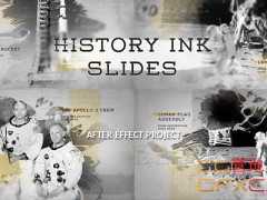 AE模板-水墨遮罩历史图片展示片头 History Ink Slides
