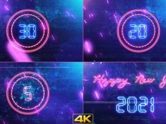 2021新年快乐霓虹发光30秒倒计时片头4K视频素材 New Year Countdown 2021 Neon V1