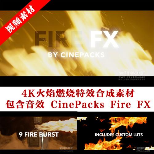 视频素材 4K火焰燃烧特效合成素材 包含音效 CinePacks Fire FX